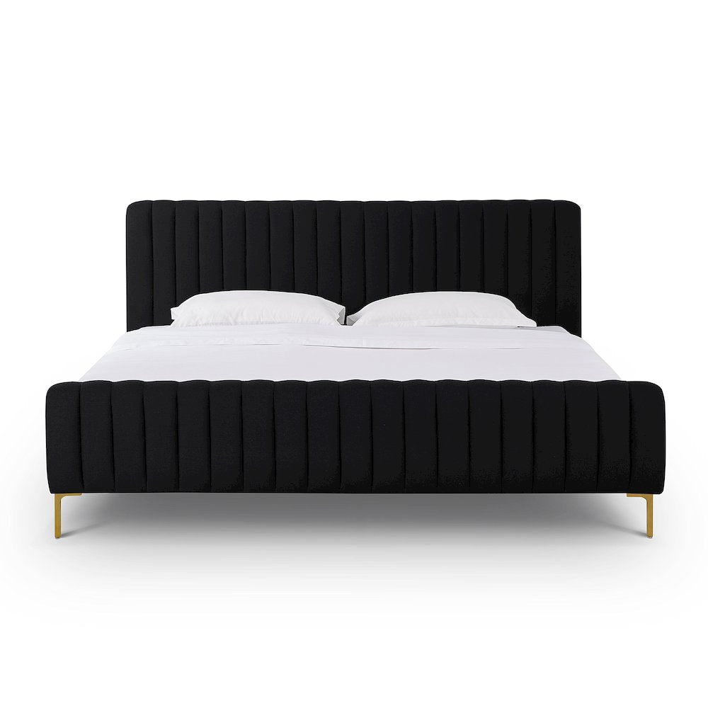 Angela Black Upcycled Linen King Bed