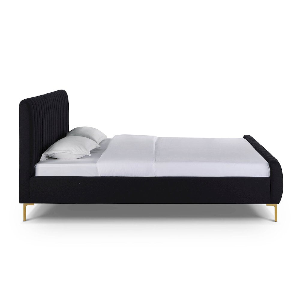 Angela Black Upcycled Linen King Bed