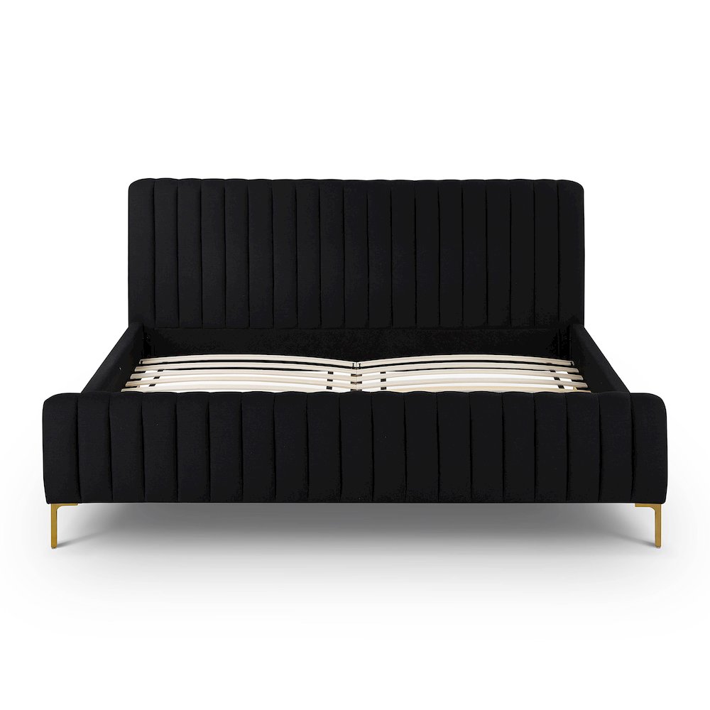 Angela Black Upcycled Linen King Bed