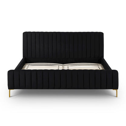 Angela Black Upcycled Linen King Bed