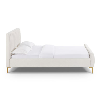 Angela Natural Upcycled Linen Queen Bed