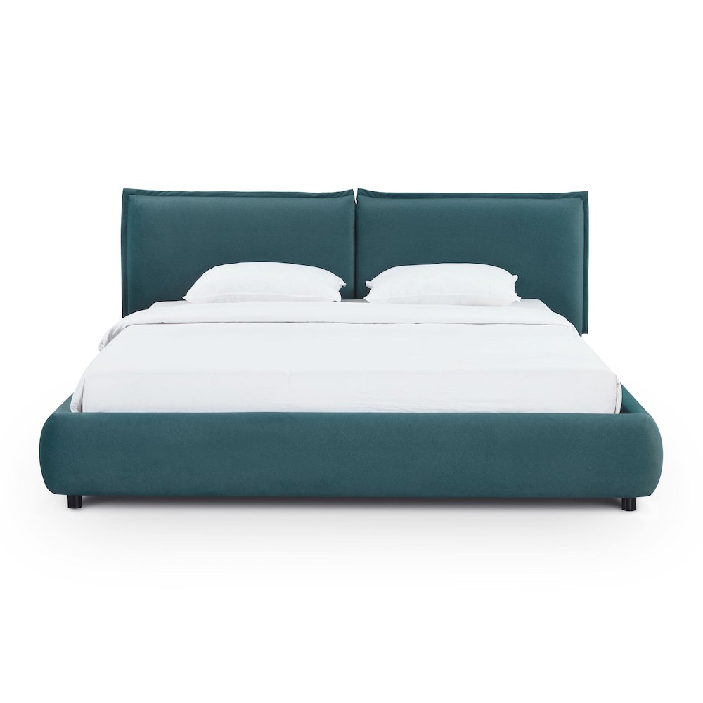 Mel Teal Faux Mohair King Bed