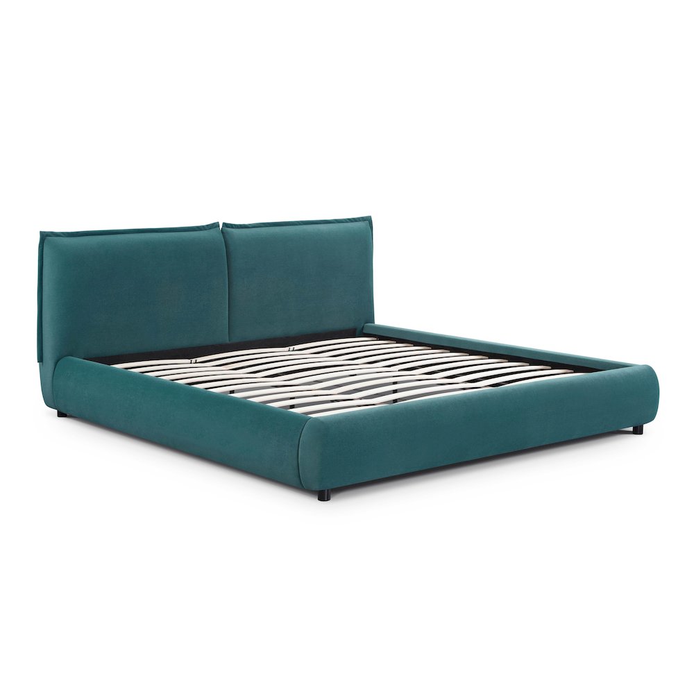 Mel Teal Faux Mohair King Bed