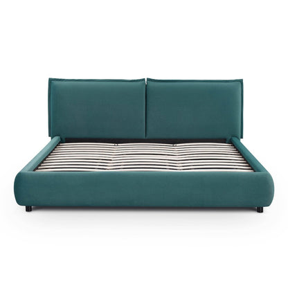 Mel Teal Faux Mohair King Bed