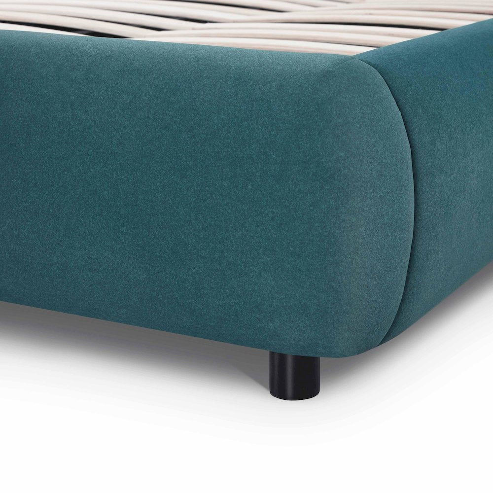 Mel Teal Faux Mohair King Bed
