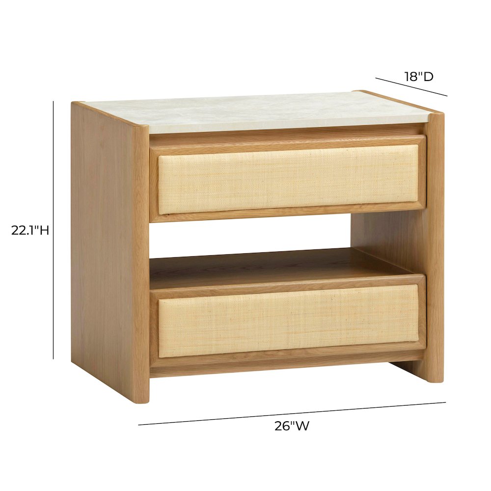 Paige Natural Oak 2-Drawer Nightstand