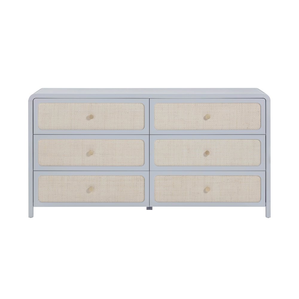 Patty Pastel Blue Rattan 6 Drawer Dresser