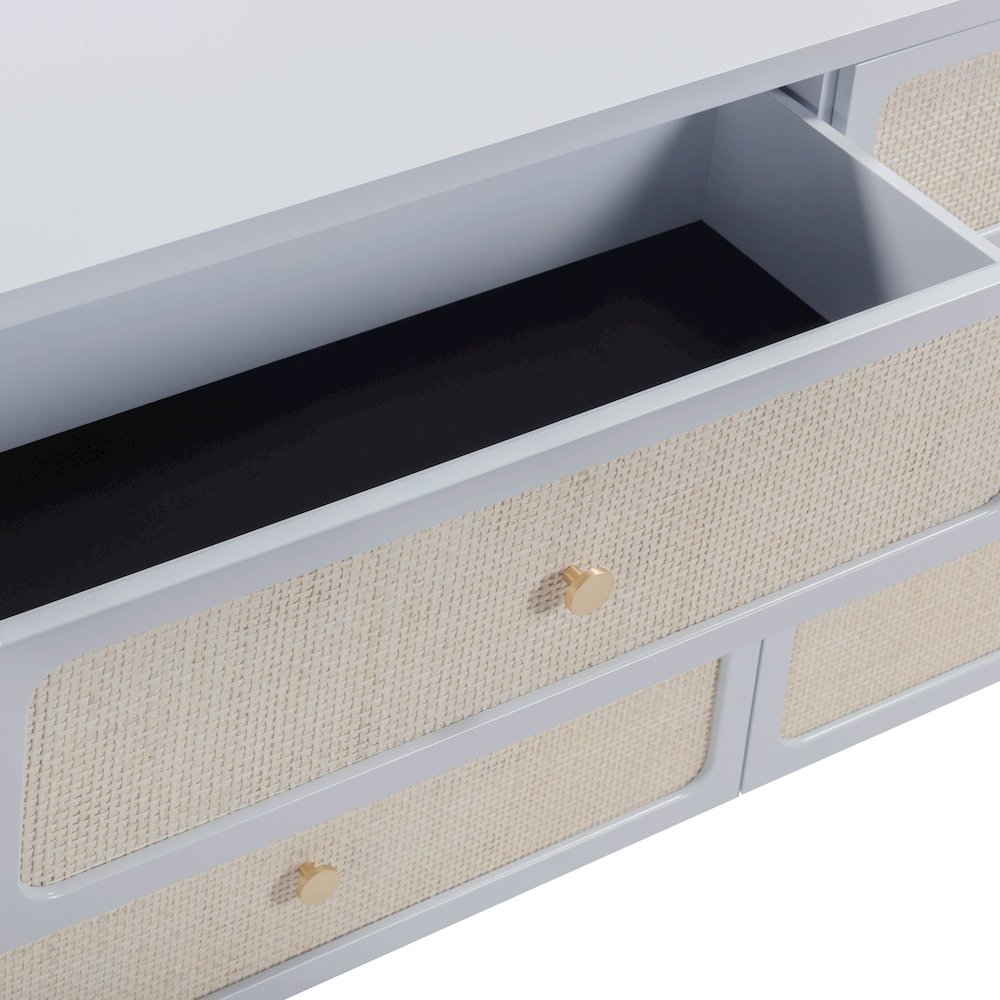 Patty Pastel Blue Rattan 6 Drawer Dresser
