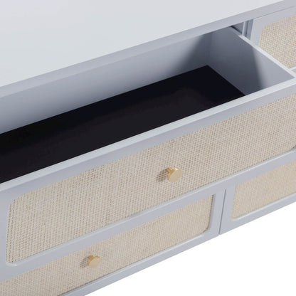 Patty Pastel Blue Rattan 6 Drawer Dresser