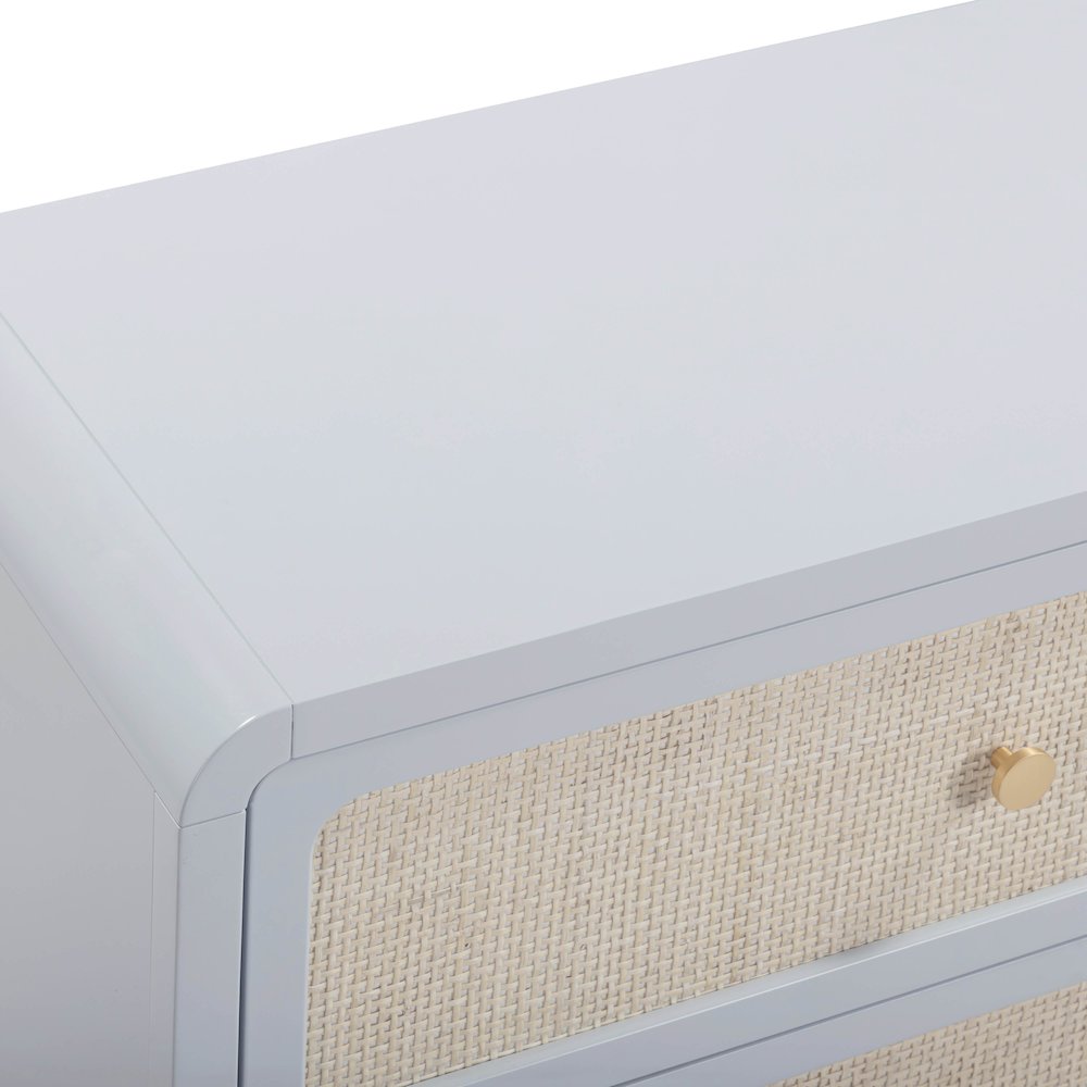 Patty Pastel Blue Rattan 6 Drawer Dresser