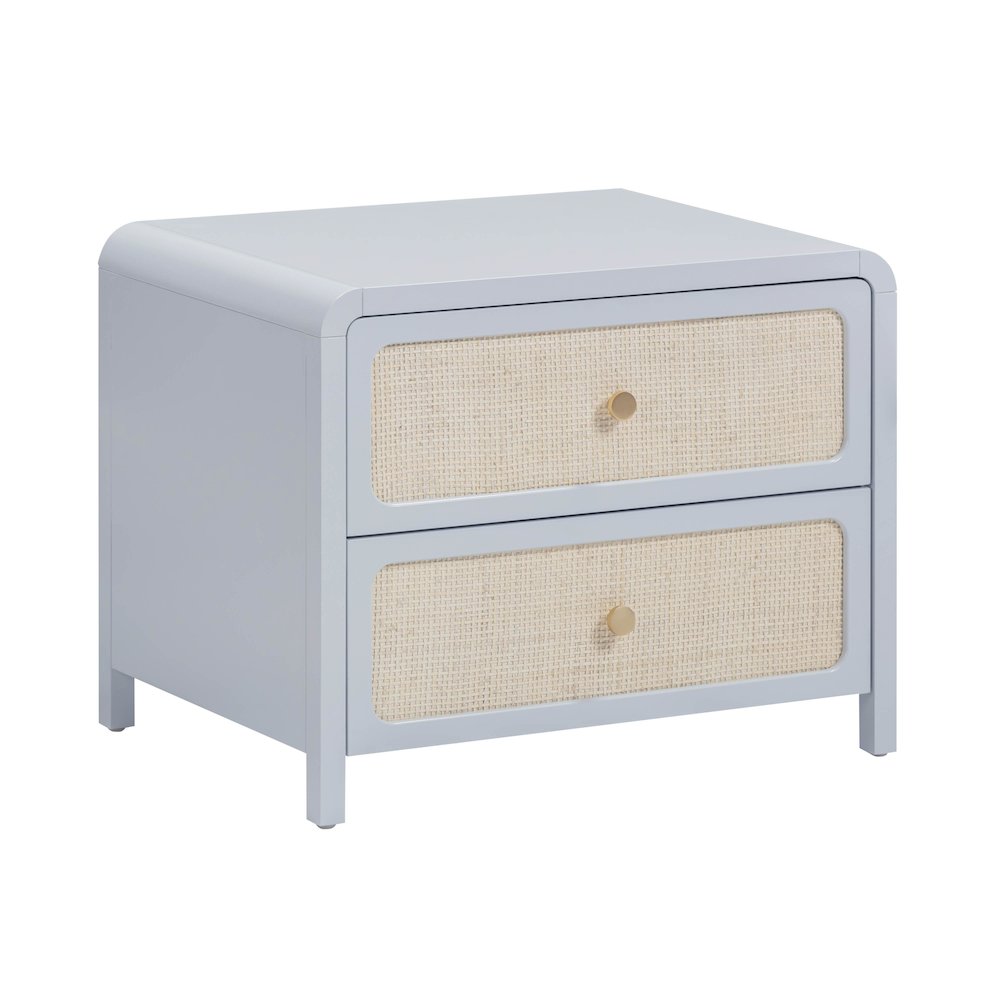 Patty Pastel Blue Rattan 2 Drawer Nightstand