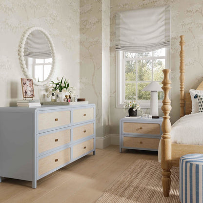 Patty Pastel Blue Rattan 2 Drawer Nightstand