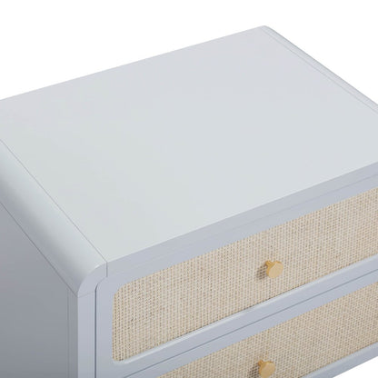 Patty Pastel Blue Rattan 2 Drawer Nightstand
