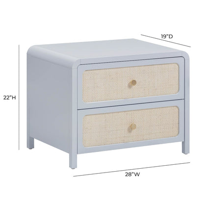 Patty Pastel Blue Rattan 2 Drawer Nightstand