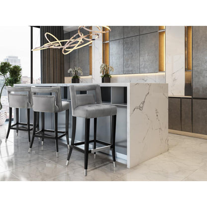 Hart Grey Velvet Bar Stool