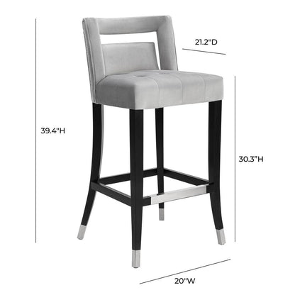 Hart Grey Velvet Bar Stool