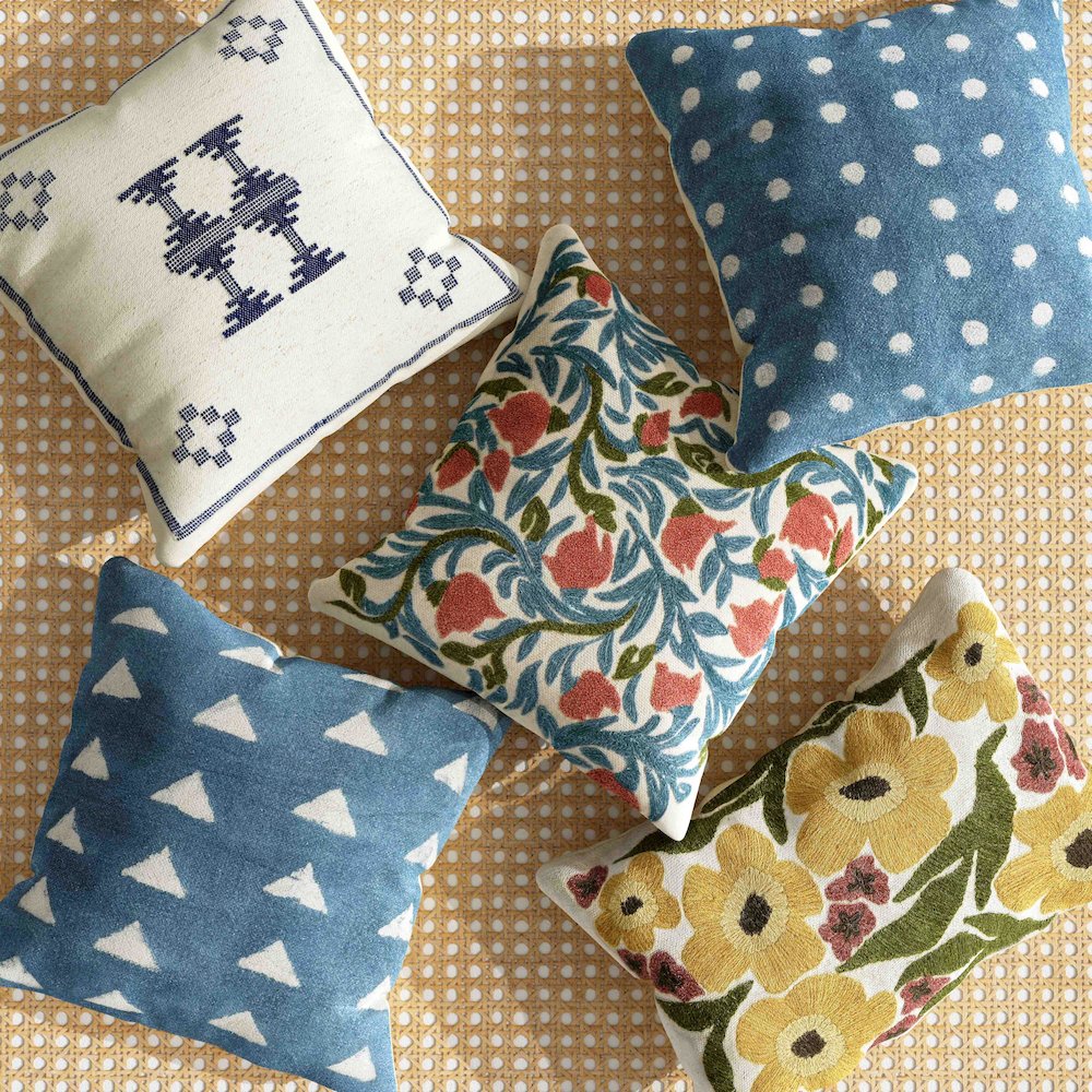 Indigo Dots Cotton 20 inch Square Accent Pillow