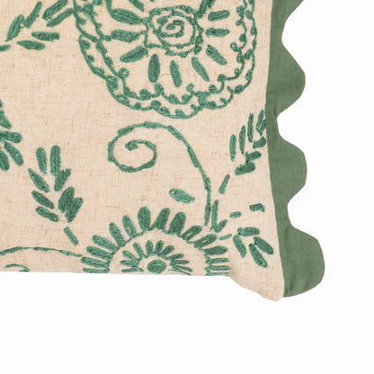 Portia Aqua Embroidered Cotton Flex 20 x 12 inch Accent Cushion