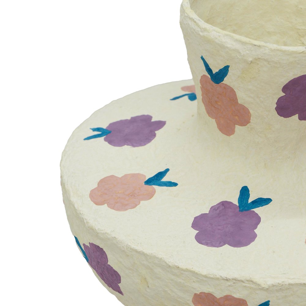 Cotton Mache Vase in Spring Blossoms