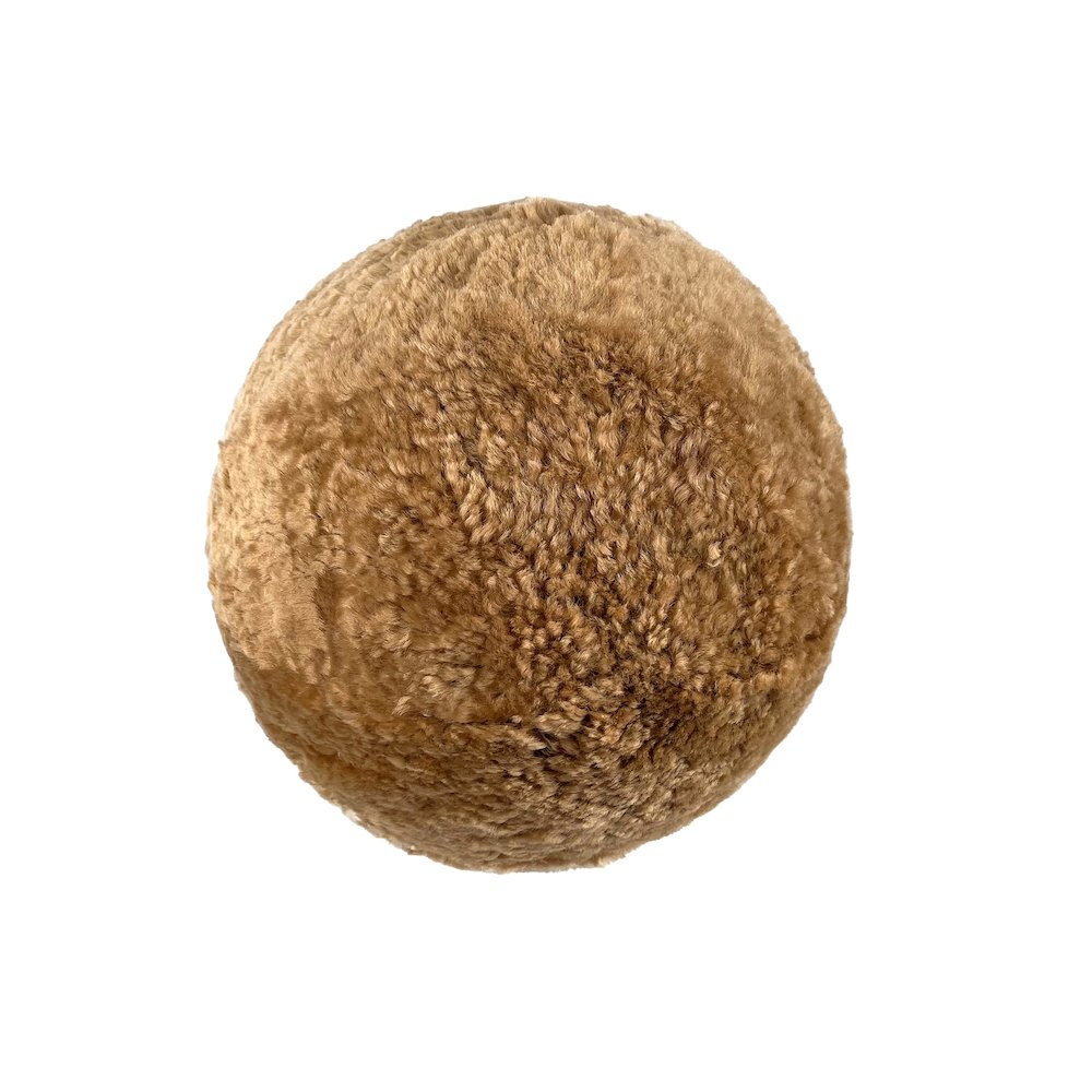 New Zealand Brown Genuine Sheepskin 12" Ball Pillow