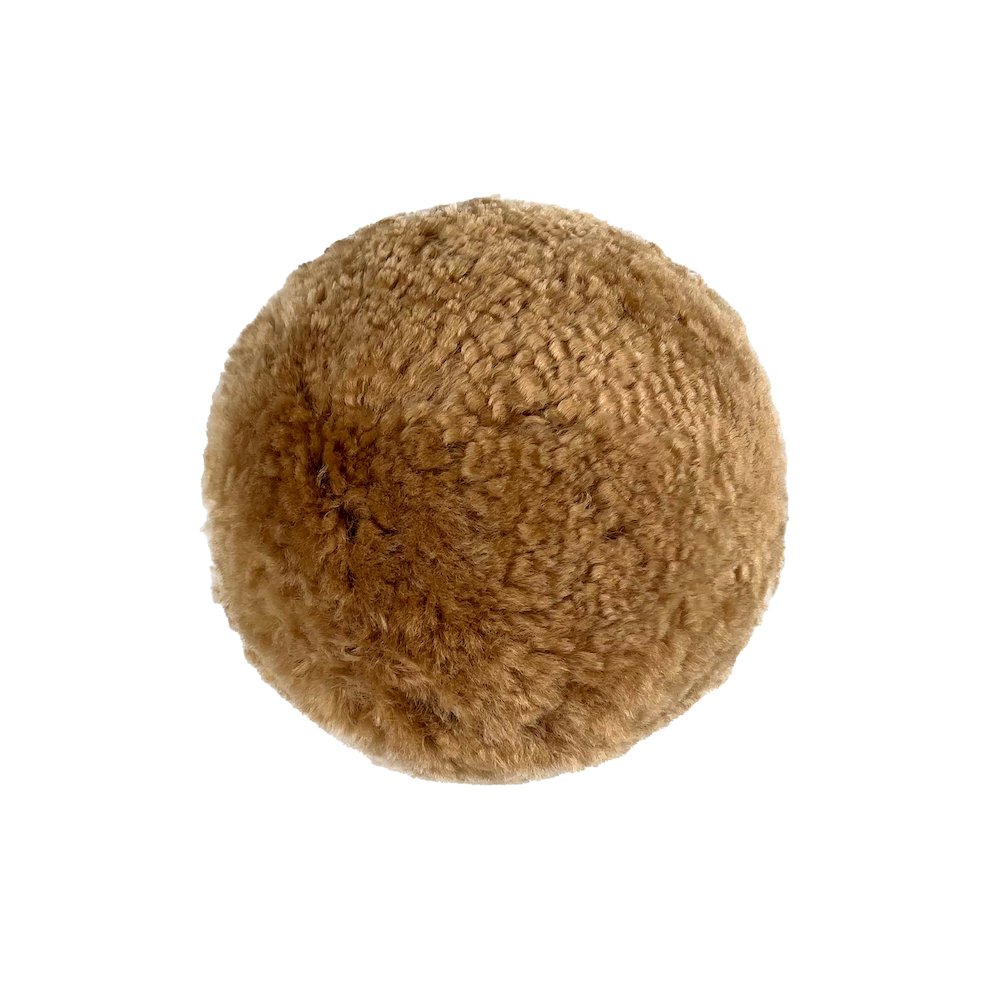 New Zealand Brown Genuine Sheepskin 12" Ball Pillow
