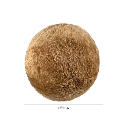New Zealand Brown Genuine Sheepskin 12" Ball Pillow