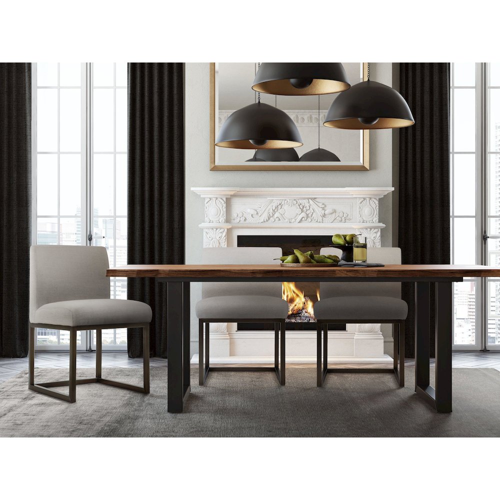 Haute Beige Linen Chair in Brass