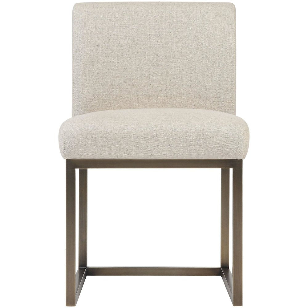 Haute Beige Linen Chair in Brass