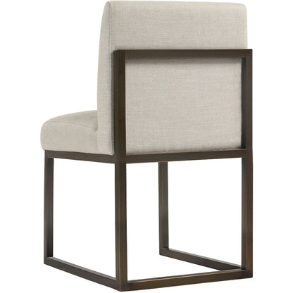 Haute Beige Linen Chair in Brass