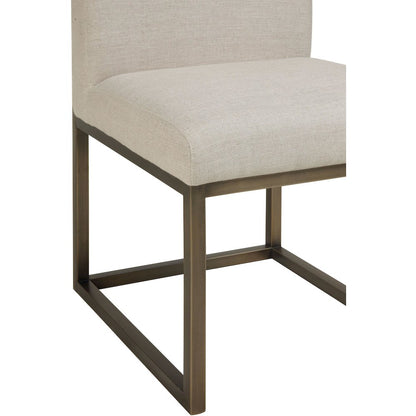 Haute Beige Linen Chair in Brass