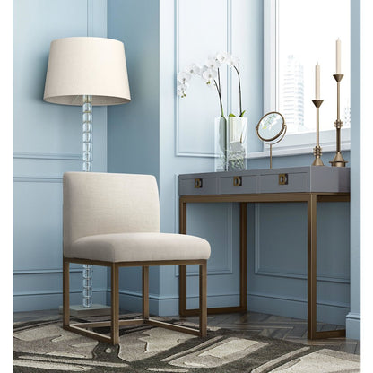 Haute Beige Linen Chair in Brass