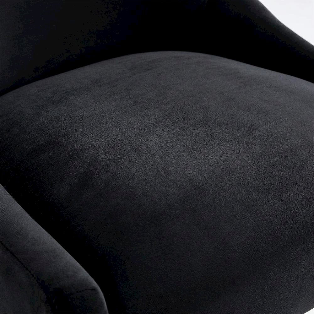 Velvet Upholstered Dining Chair with Gold Legs, Black