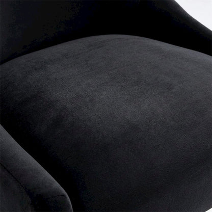 Velvet Upholstered Dining Chair with Gold Legs, Black