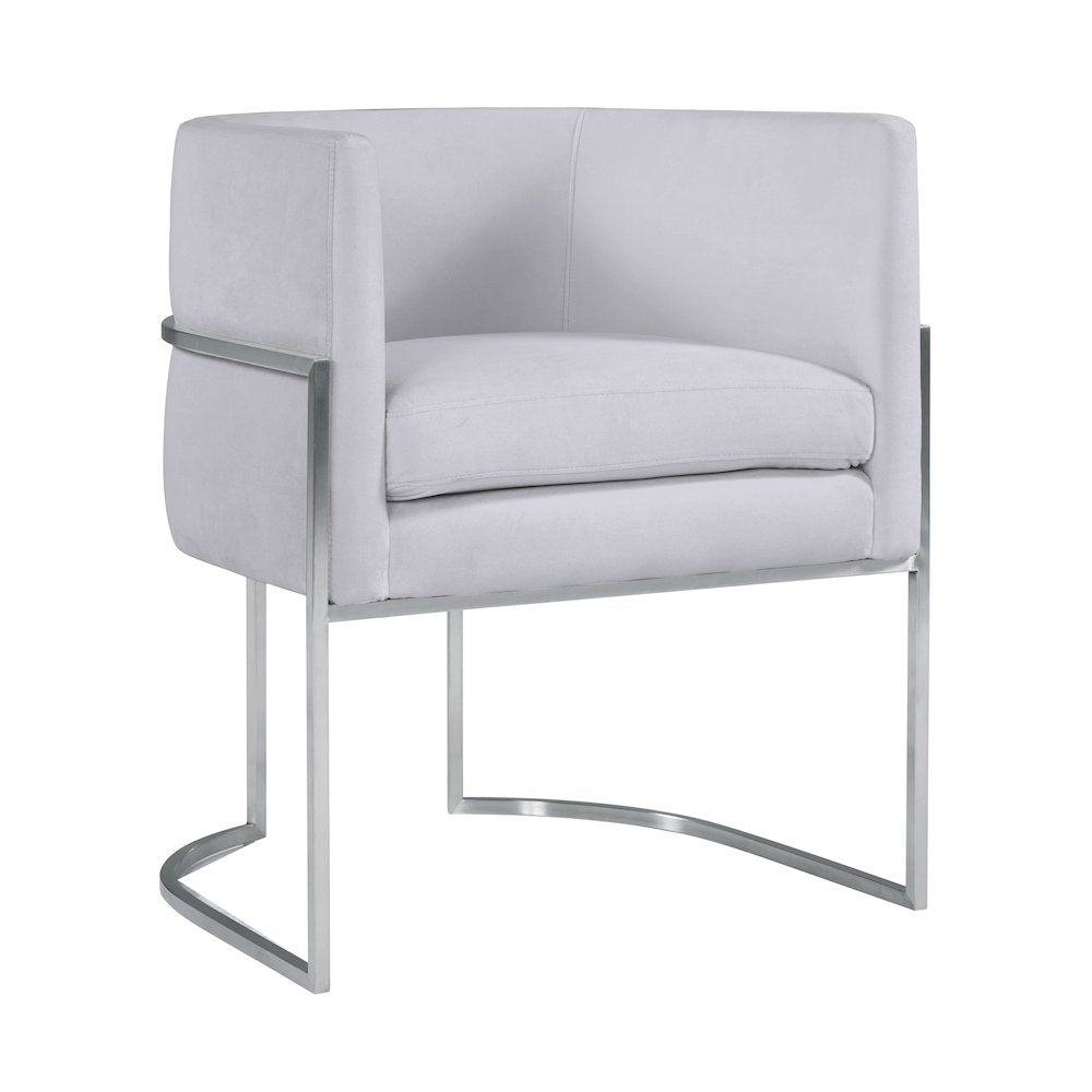 Giselle Grey Velvet Dining Chair with Silver Leg
