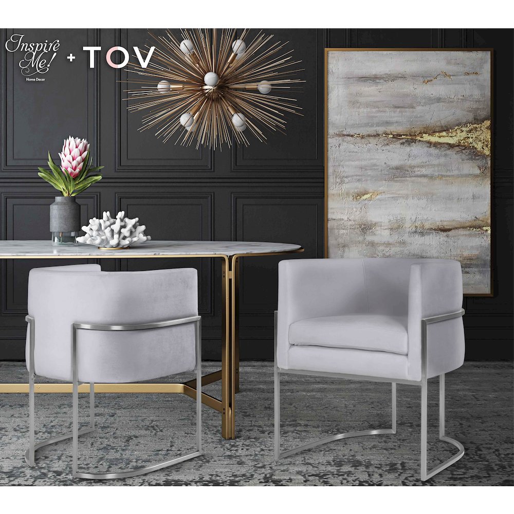 Giselle Grey Velvet Dining Chair with Silver Leg