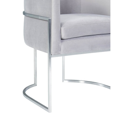 Giselle Grey Velvet Dining Chair with Silver Leg