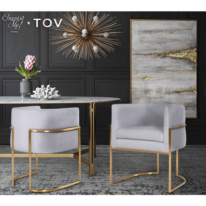 Giselle Grey Velvet Dining Chair with Gold Leg