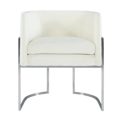 Giselle Cream Velvet Dining Chair Silver Leg