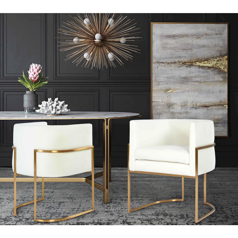 Giselle Cream Velvet Dining Chair Gold Leg