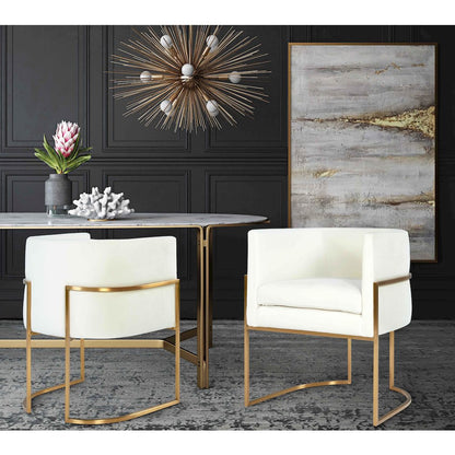 Giselle Cream Velvet Dining Chair Gold Leg