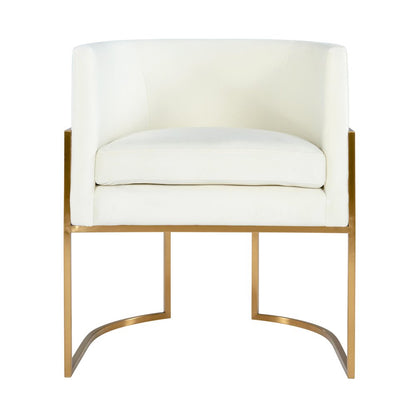Giselle Cream Velvet Dining Chair Gold Leg