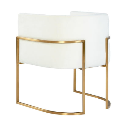 Giselle Cream Velvet Dining Chair Gold Leg
