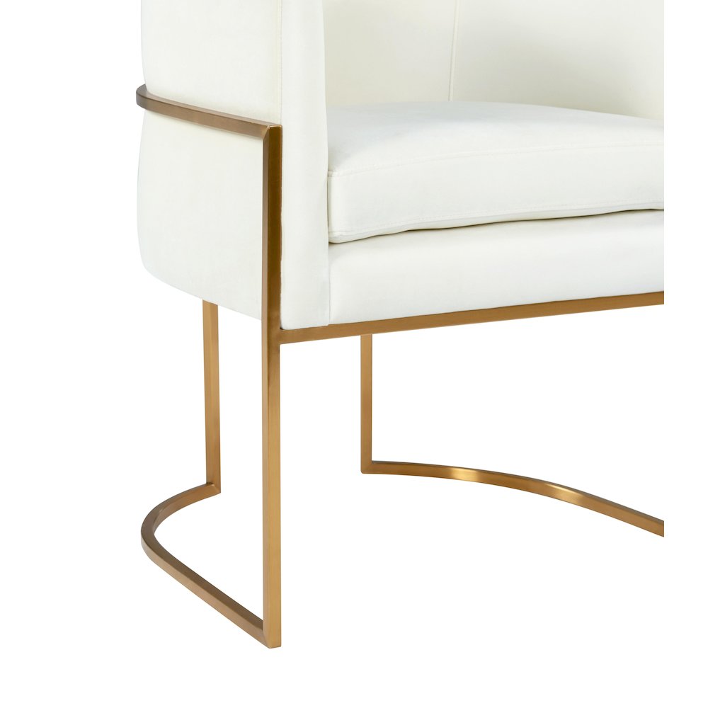 Giselle Cream Velvet Dining Chair Gold Leg