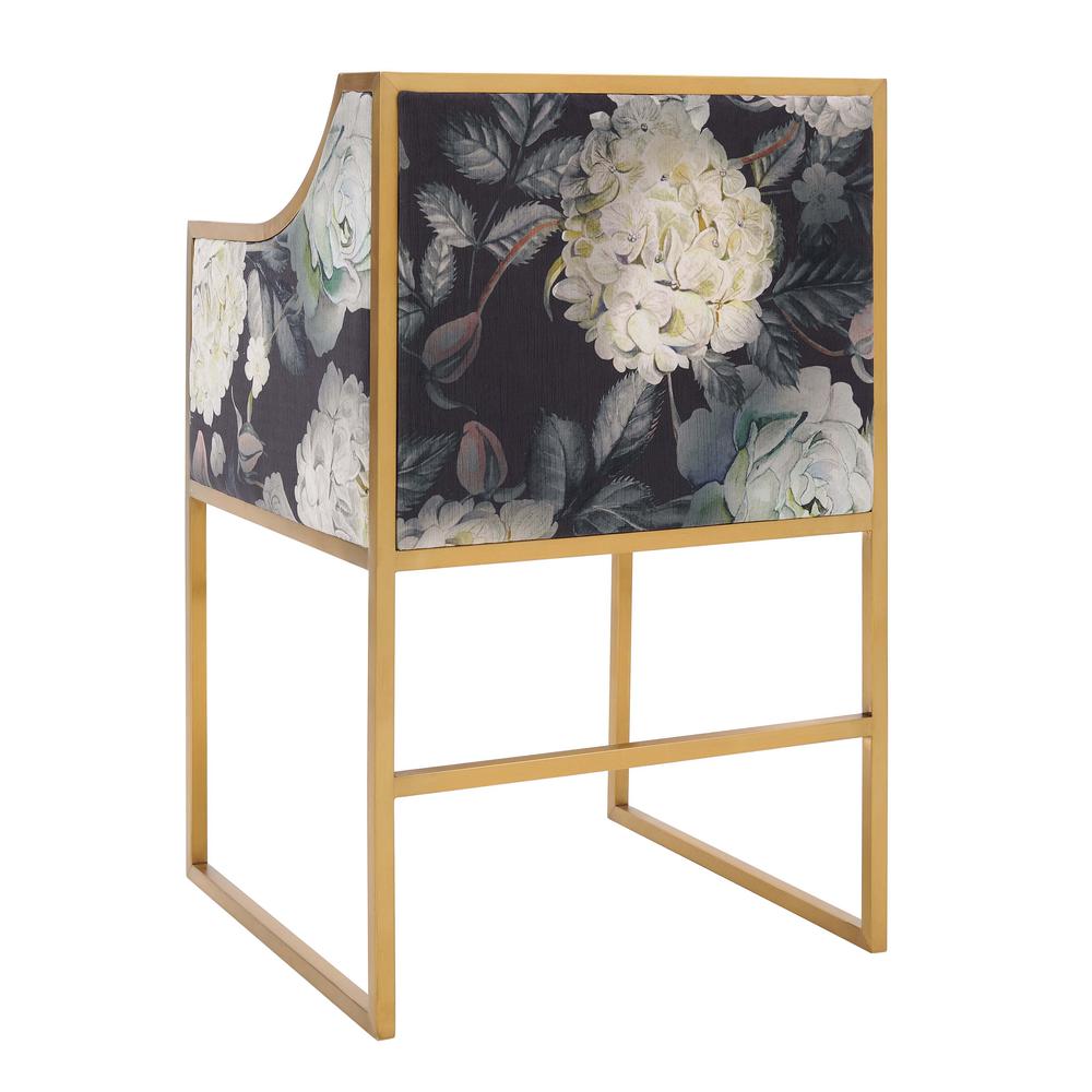 Atara Floral Velvet Gold Chair