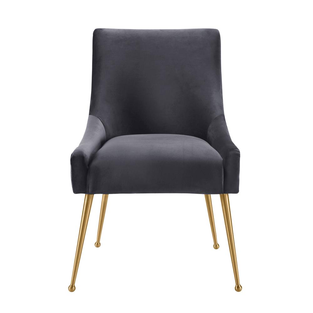 Beatrix Pleated Grey Velvet Side Chair