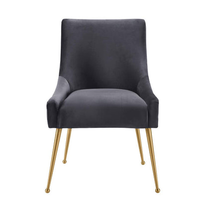 Beatrix Pleated Grey Velvet Side Chair