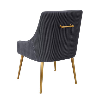Beatrix Pleated Grey Velvet Side Chair