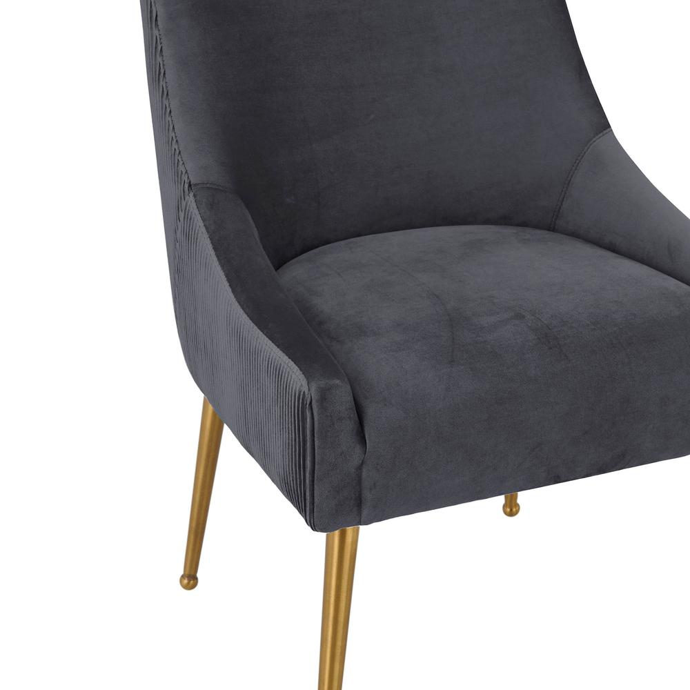 Beatrix Pleated Grey Velvet Side Chair
