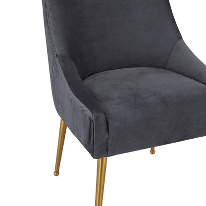 Beatrix Pleated Grey Velvet Side Chair