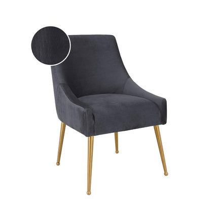 Beatrix Pleated Grey Velvet Side Chair